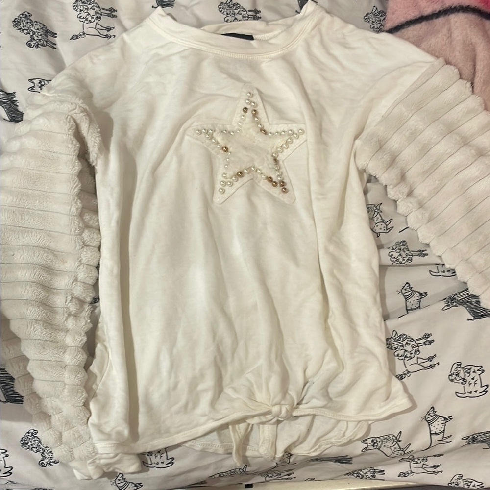 White Star Embellished Kids Top